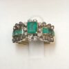 Sortija vintage con auténticas esmeraldas colombianas y brillantes en oro de ley 18 kts.