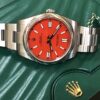 Rolex Oyster Perpetual, modelo 124300, año: 2021, esfera roja original 41 mm, automático, acero.