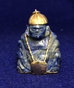 Colgante vintage en forma de Buda realizado en lapislázuli y detalles en oro amarillo de ley 18 kts.