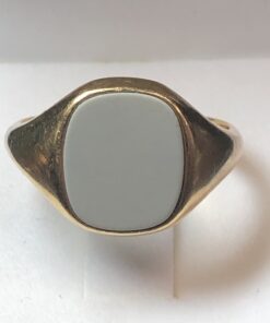 Sello con ágata bicolor azul pálido realizado en oro amarillo de ley 18 kts.