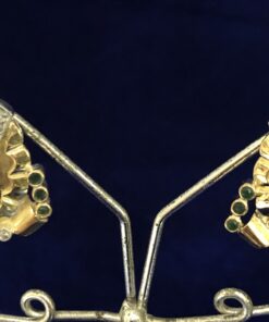 Pendientes Chevalier (años 40) con crisoprasa y 0'30 cts de diamantes en total, realizados en oro amarillo de ley 18 kts.