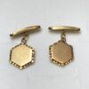 Gemelos hexagonales realizados en oro amarillo de ley 18 kts.
