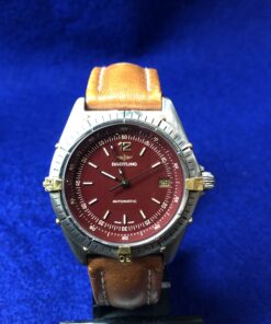 Breitling Antares 81970, esfera original color burdeos, 39mm, de acero y marcadores en oro de ley 18 kts. Automático.